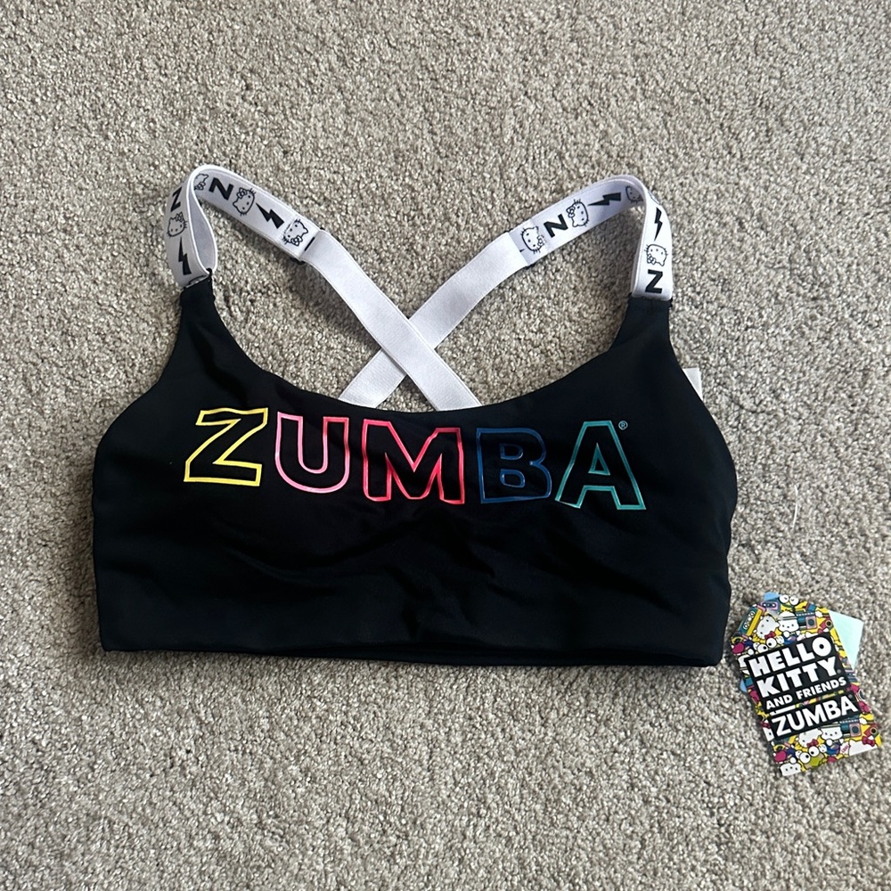 Hello Kitty X ZUMBA Black Sports Bra with Multicolor Zumba Logo